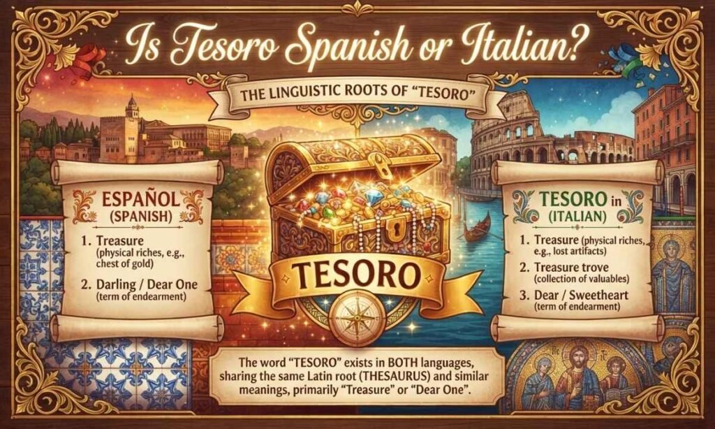Is Tesoro Spanish or Italian language meaning comparison