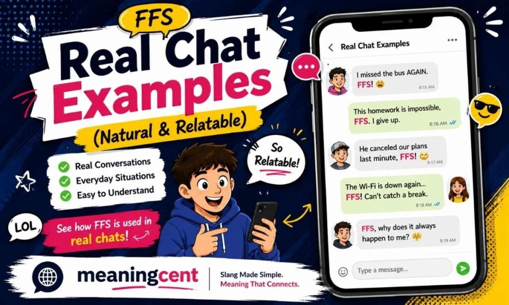 Real chat examples showing how FFS is used naturally in everyday conversations with MeaningCent branding