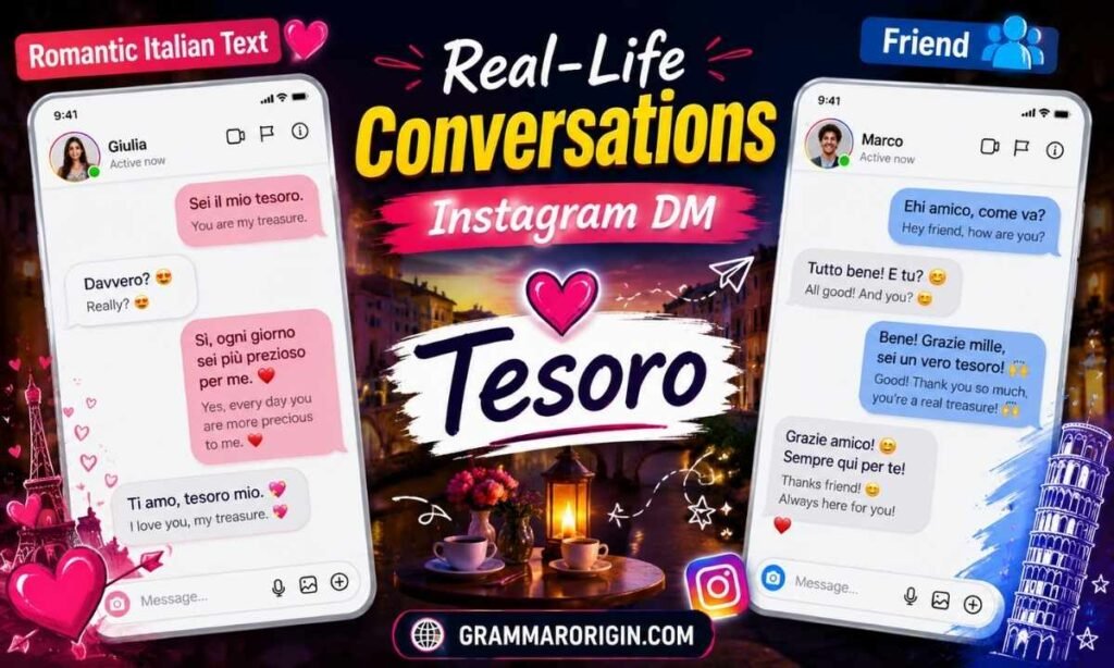 Real-life Instagram DM conversations using Tesoro in romantic Italian text and friendly chat