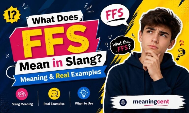 What Does FFS Mean in Slang Meaning and real examples thumbnail with MeaningCent branding