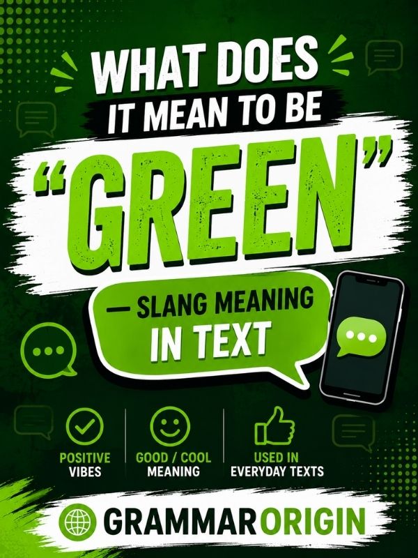 What does it mean to be green slang meaning in text with examples and usage guide by GrammarOrigin