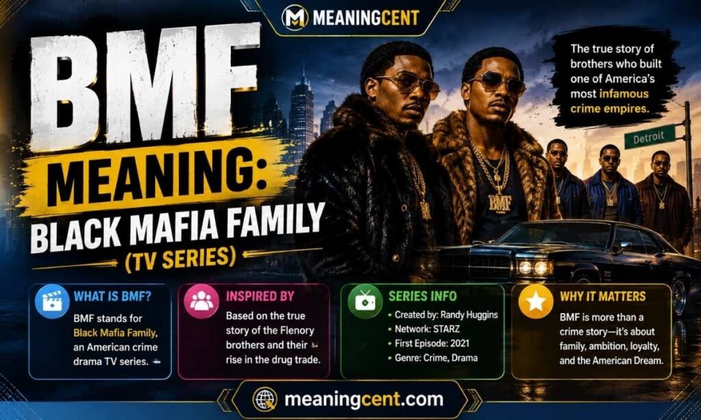 BMF Black Mafia Family TV series meaning infographic with overview and facts by MeaningCent
