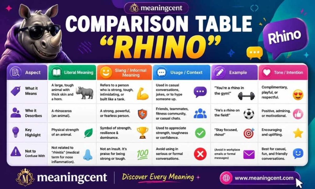 Comparison Table Rhino